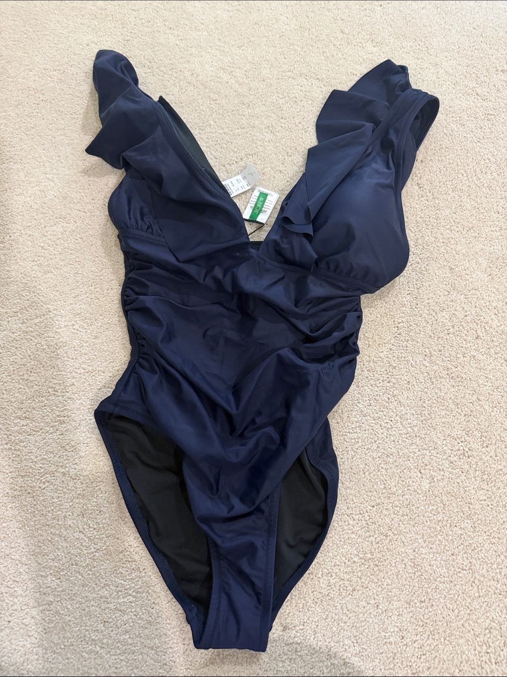 J. Crew Navy Ruffle-Strap One-Piece Swimsuit